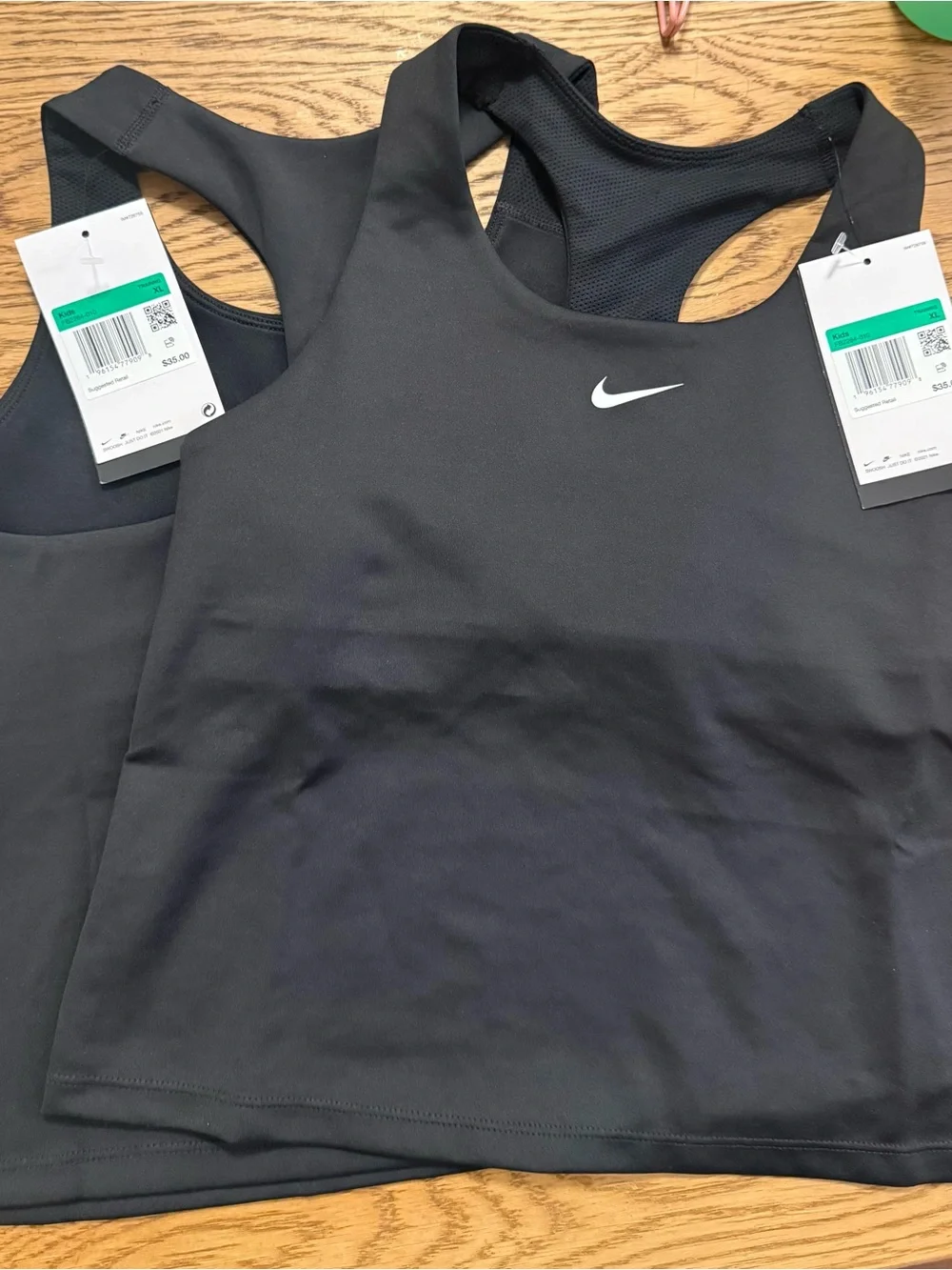 Set of TWO - Nike Girl's Racerback Tank with Built in Bra XL Black NWT NEW